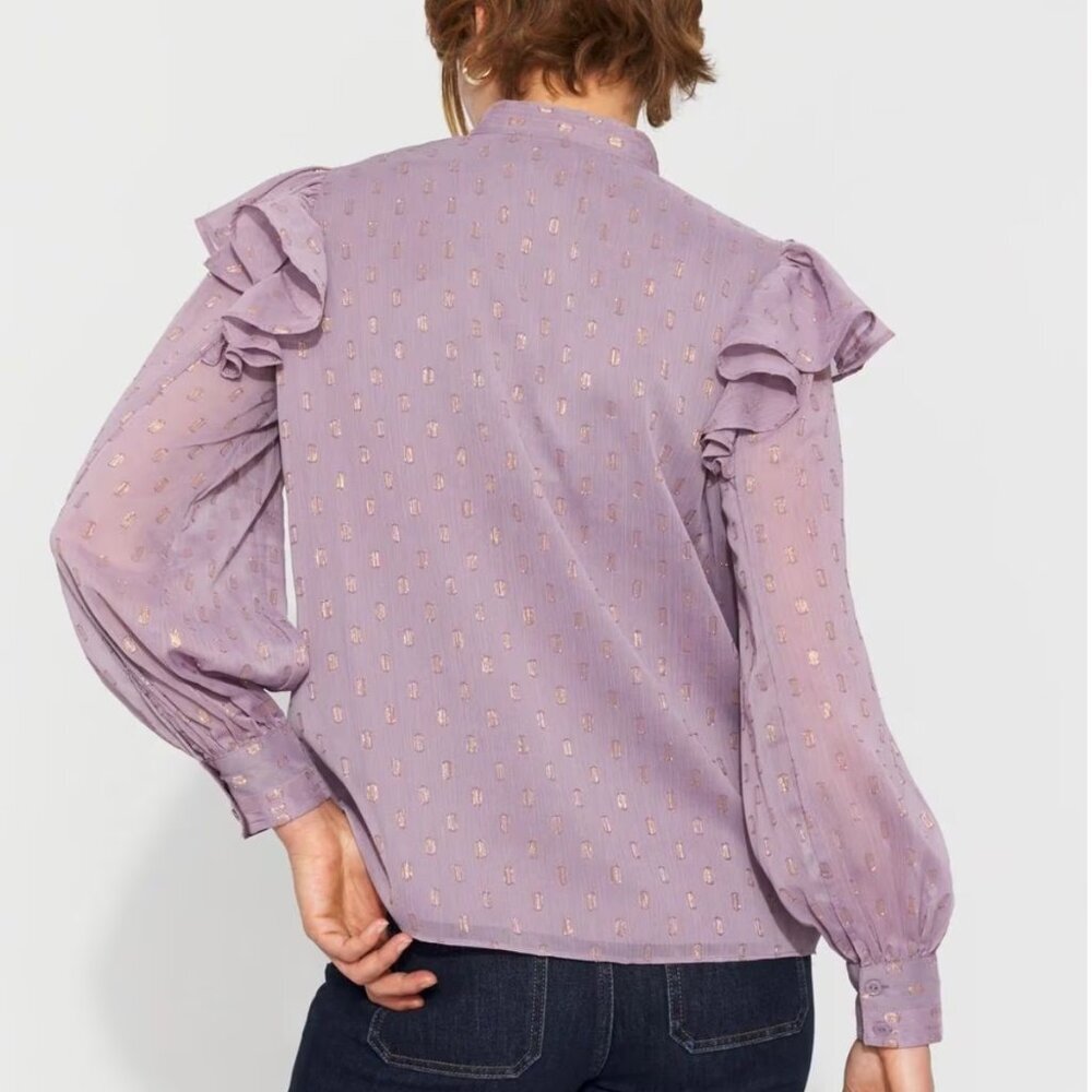 White House Black Market Chiffon Floral Appliqué Blouse – Size S, Enchanted, NWT - Picture 3 of 4